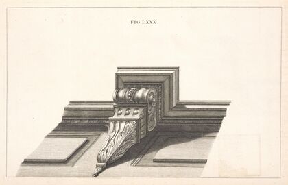 The horizontal projection of a shaded corbel.