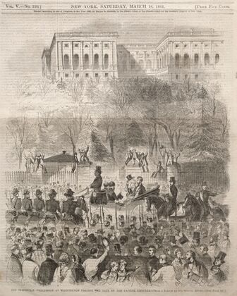 The Inaugural Procession at Washington Passing the Gate of the Capital Grounds (1861)