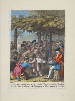The Indians delivering up the English captives to Colonel Bouquet near his camp (1757-1772)