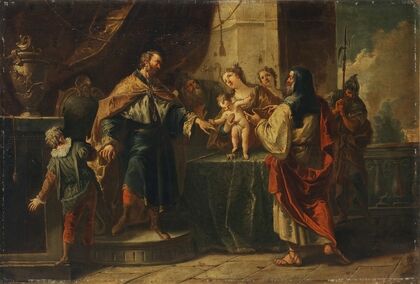 The infant Moses trampling on the pharaoh’s crown