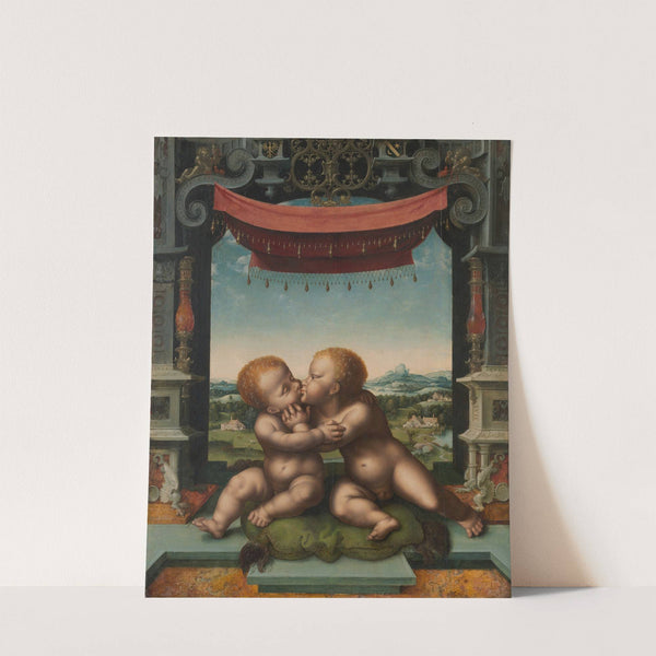 The Infants Christ and Saint John the Baptist Embracing by Workshop of Joos van Cleve