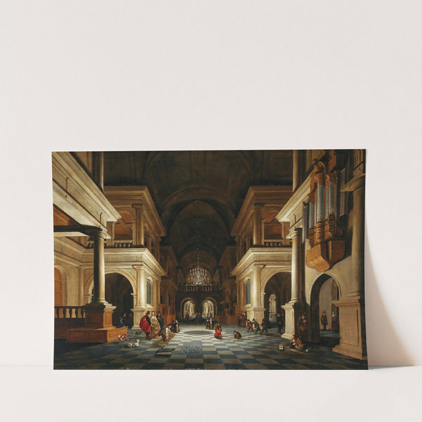 The interior of a church with elegant figures (1632) by Anthonie de Lorme
