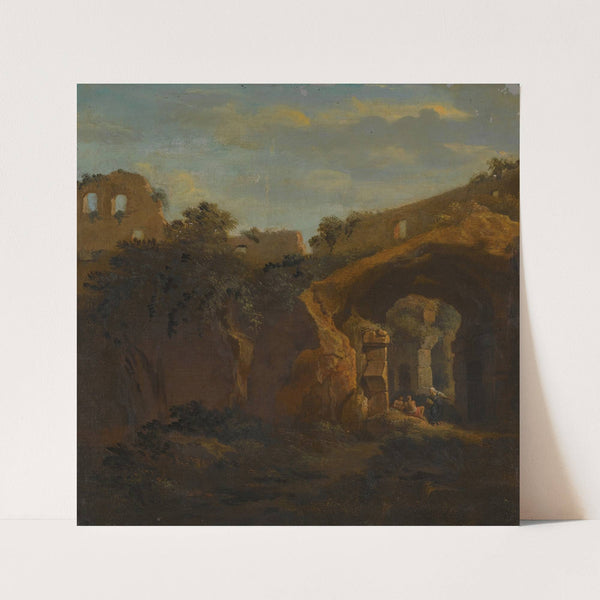 The Interior Of The Colosseum With Figures Resting Under An Archway by Jan Frans Van Bloemen