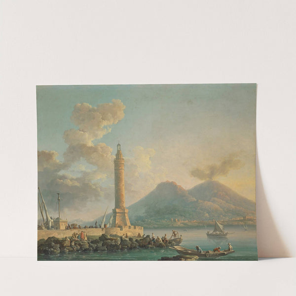 The Lanterna del Molo, Naples with Vesuvius beyond by Carlo Bonavia