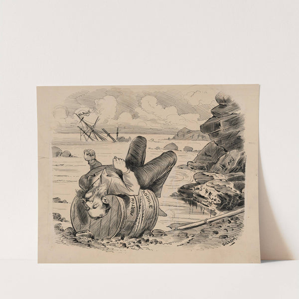 The last relic of the wreck. Even his bar’l could not save him. (1885) by Bernard Gillam