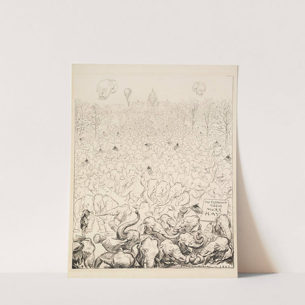 The lawn before the White House is crowded with Republican Party elephants (1921) by William Henry Walker