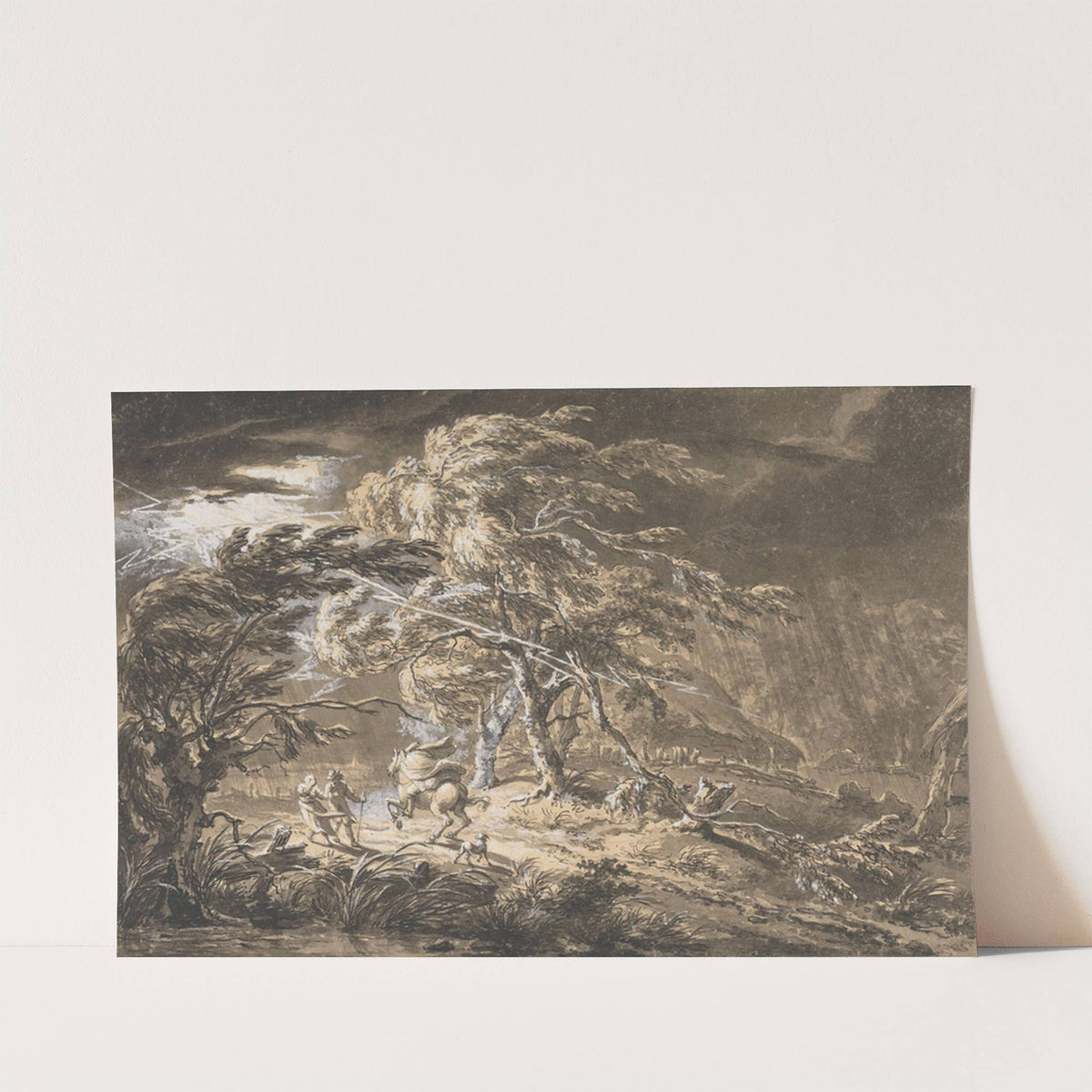 The Lightning Flash, Travellers in a Thunderstorm on a Woodland Road by George Barret