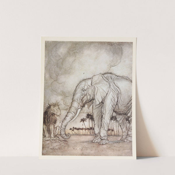 The Lion, Jupiter, and the Elephant (1912) by Arthur Rackham