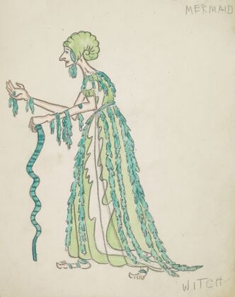 The Little Mermaid: Witch, green seaweed dress with snail cap (1934-1943) — size preview