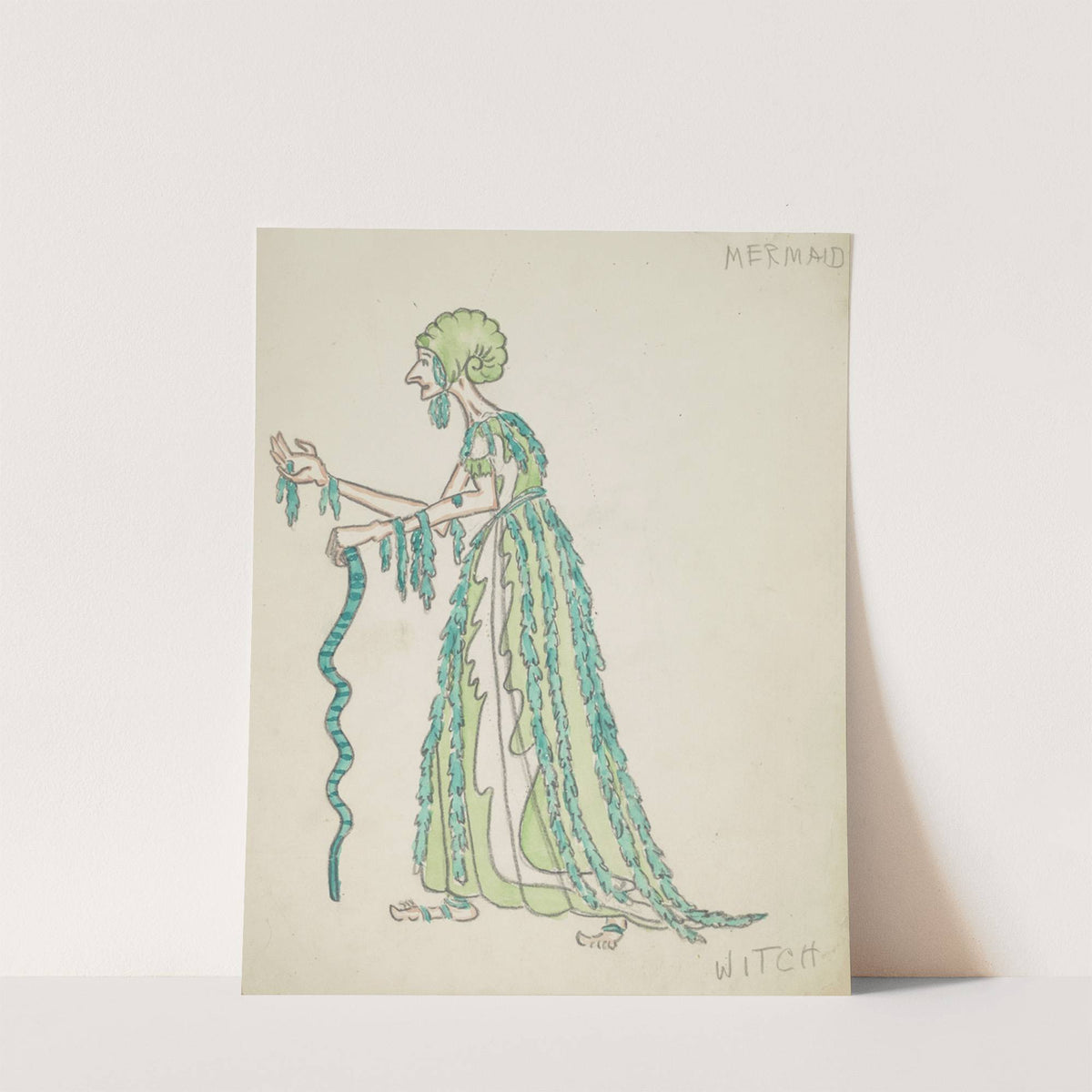 The Little Mermaid: Witch, green seaweed dress with snail cap (1934-1943) by Robert Byrne