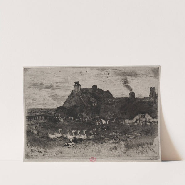 The Little Thatched Cottages (1878) by Félix Hilaire Buhot