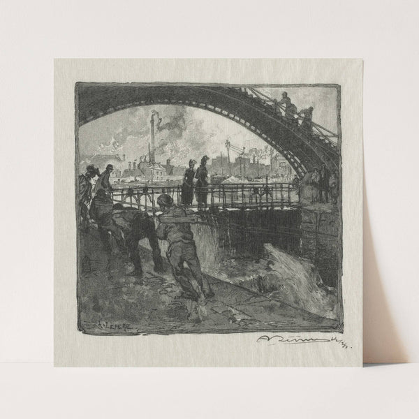 The Lock of the St. Martin Canal (1890) by Auguste Louis Lepère