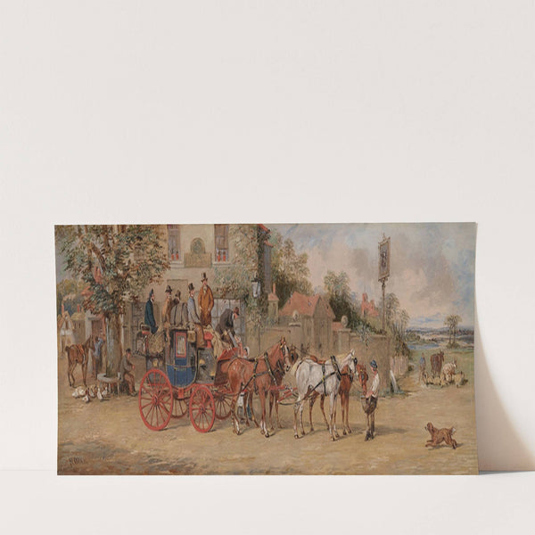 The London-Dover mail coach halting for refreshments outside an Inn by Samuel Henry Alken