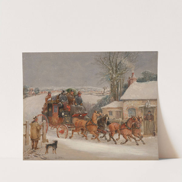 The London Royal Mail coach in the snow by Samuel Henry Alken