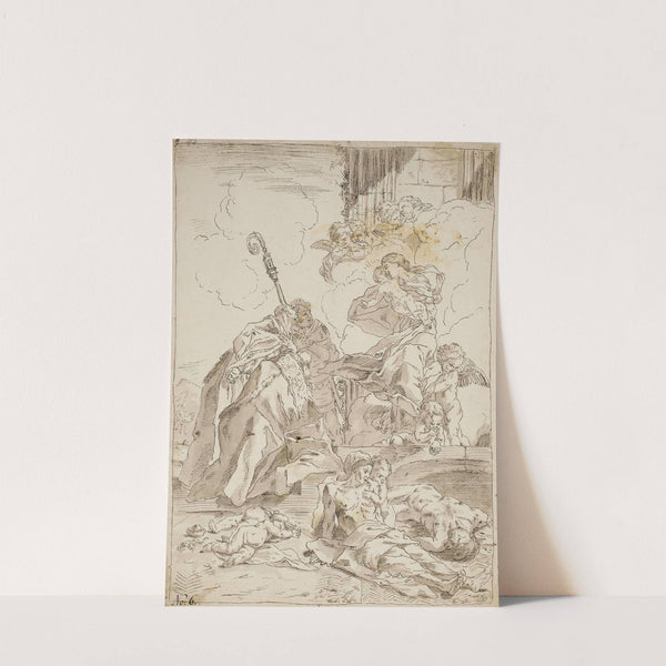 The Madonna and Child appearing to two male saints during an outbreak of plague by Pietro Testa