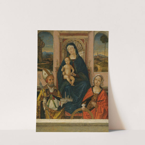 The Madonna And Child Enthroned With Saints Petronius And Catherine Of Alexandria by Bernardino di Bosio Zaganelli