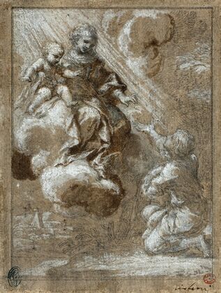 The Madonna and Child in Glory Appearing to a Kneeling Young Man — size preview