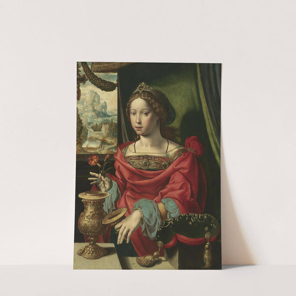 The Magdalene Seated At A Table By A Window, Opening A Gold-Encrusted Urn (1532) by Antwerp School