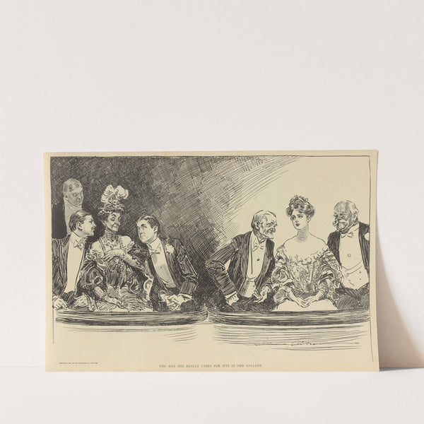 The man she really cares for sits in the gallery (1900-1905) by Charles Dana Gibson