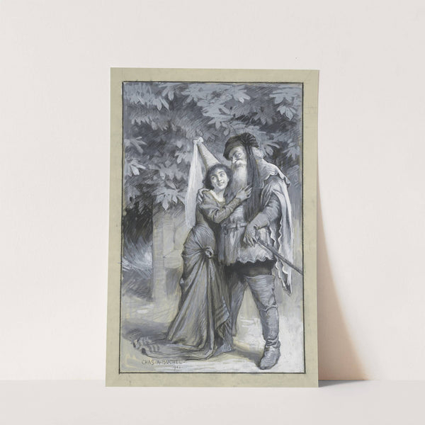 The merry wives of Windsor at Regent’s Park, Mr. Greet as Falstaff and Miss Matthison as Mistress Ford (1901) by Charles A. Buchel