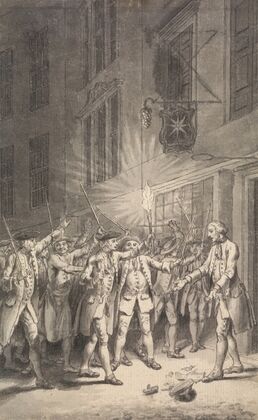 The Mob Assembled to Pull Down the Bawdy House kept by Peter Wood in the Strand — size preview