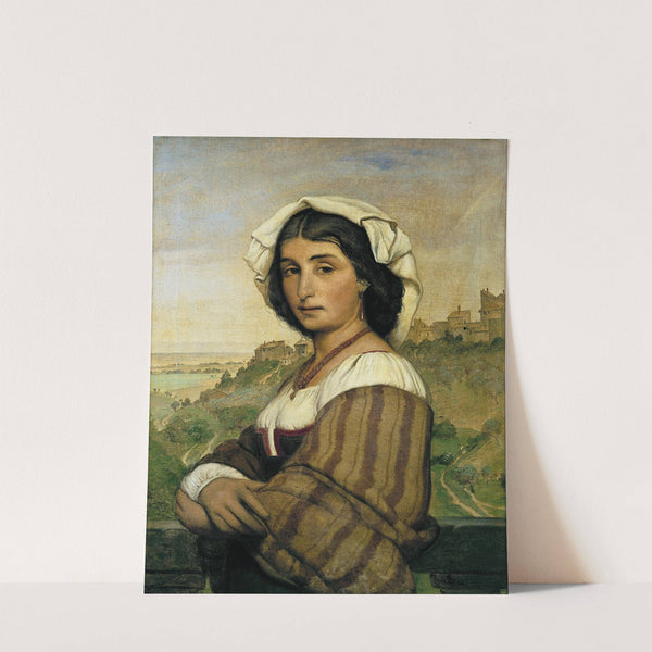 The model Stella. In the background, Ariccia by Ludvig Abelin Schou