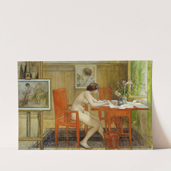 The Model Writing a Postcard (1906) by Carl Larsson