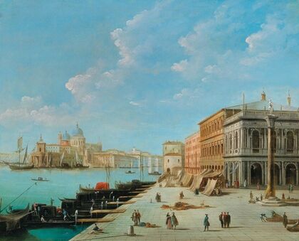 The Molo, looking towards the Zecca with the column of Saint Teodoro, Venice