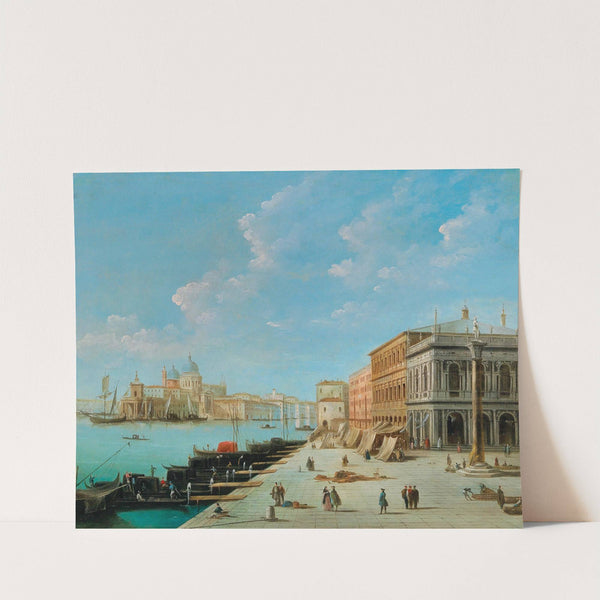 The Molo, looking towards the Zecca with the column of Saint Teodoro, Venice by Giuseppe Bernardino Bison