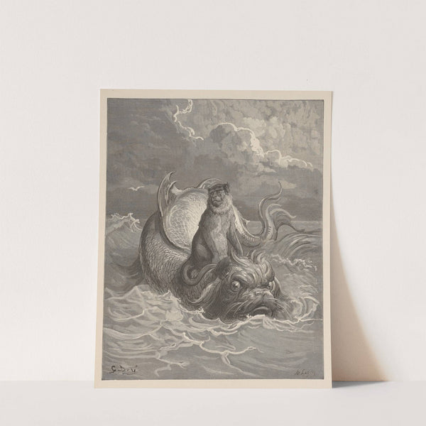 The Monkey and the Dolphin (1867) by Gustave Doré