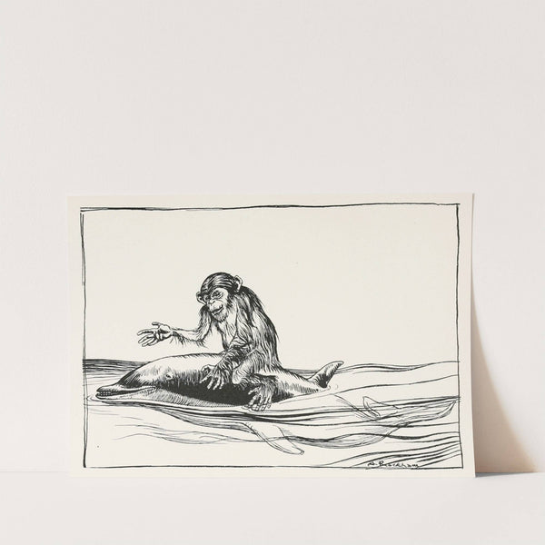 The Monkey and the Dolphin (1912) by Arthur Rackham