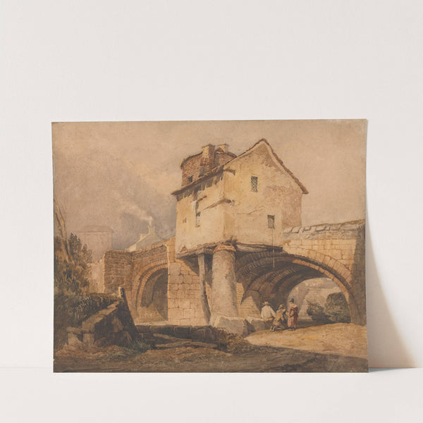 The Monnow Bridge, Monmouthshire by Samuel Prout