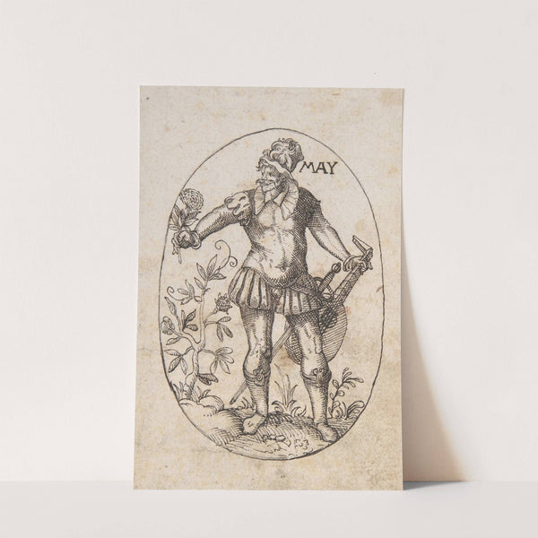 The Month of May; An Elegant Man Holding a Flower and Lute by Erasmus Hornick