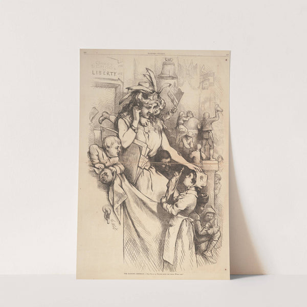 The Nation’s Birthday.–‘One touch of nature makes the whole world kin.’ (1876) by Thomas Nast