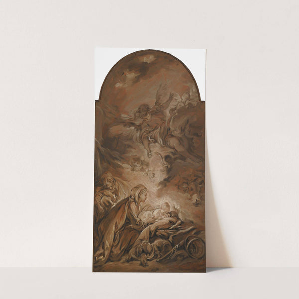 The Nativity With A Hovering Angel by François Boucher