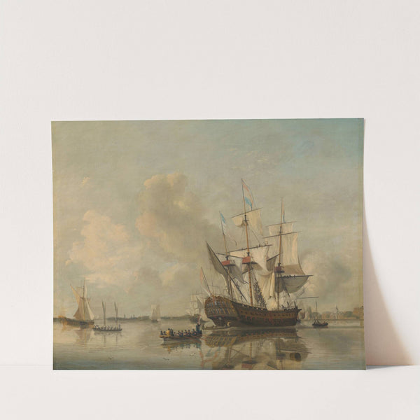 The Navy's Frigate 'Rotterdam' on the Maas off Rotterdam by Nicolaas Baur