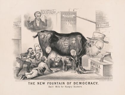 The new fountain of democracy; swill milk for hungry suckers (1872)