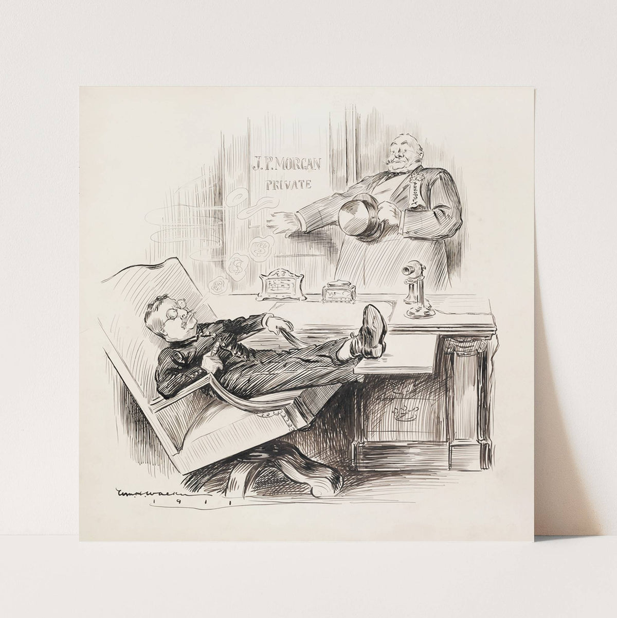 The New Office Boy. Is Mr. Morgan in; No, but what can I do for you (1912) by William Henry Walker