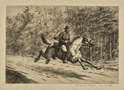 The newspaper correspondent. News of the battle. (1876)