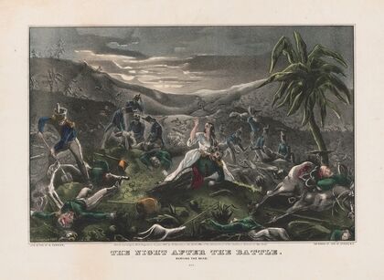 The night after the battle; burying the dead (1847)