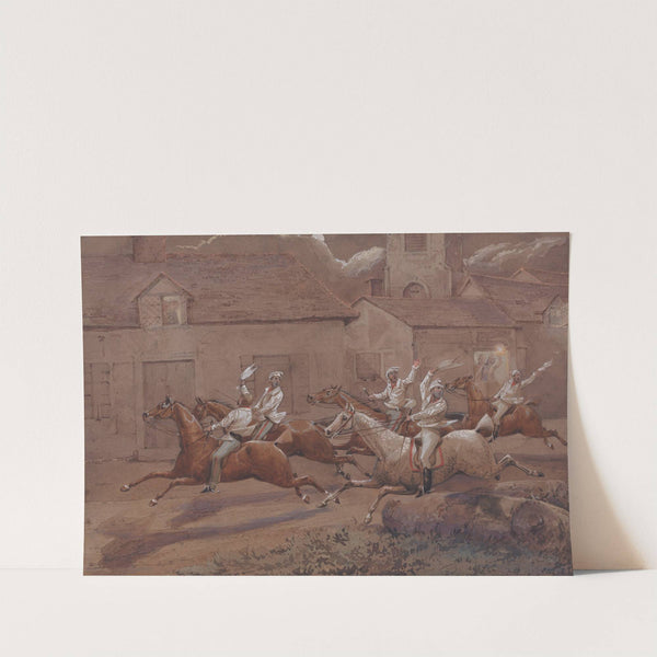 The Night Riders of Nacton; The Finish. Nacton Church and Village by Henry Thomas Alken