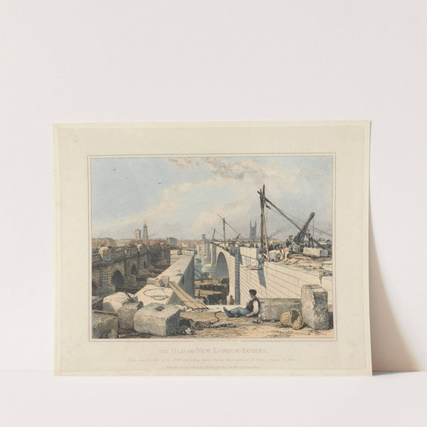 The Old and New London Bridge (1830) by Edward William Cooke