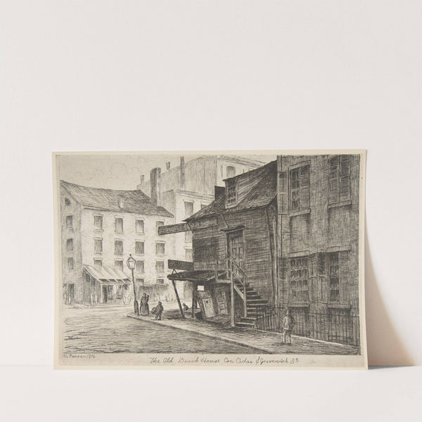 The Old Beach House, Corner of Cedar and Greenwich Streets, from ‘Scenes of Old New York’. (1874) by Henry Farrer