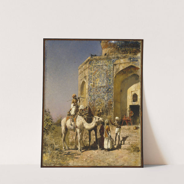 The Old Blue-Tiled Mosque Outside of Delhi, India by Edwin Lord Weeks