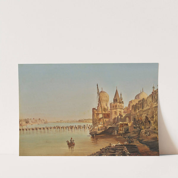 The Old Boat Bridge, Baghdad by Eugène Flandin