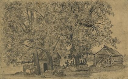 The old spring house, with guard