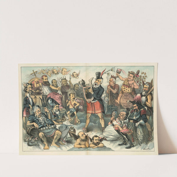 The olympus of corruption – ‘Apollo strikes the lyre and charms the gods’ (1884) by Bernhard Gillam