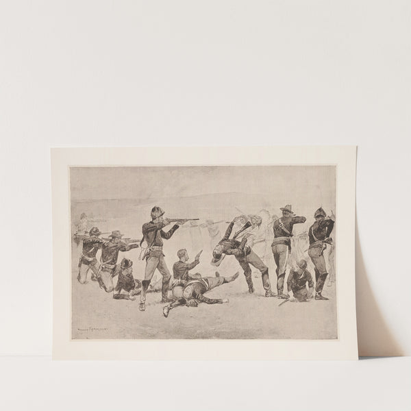 The opening of the fight at Wounded Knee (1891) by Frederic Remington