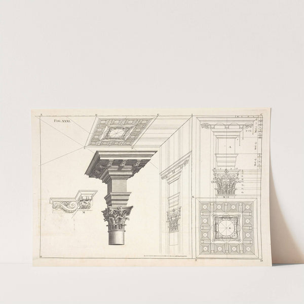 The optick projection of a Corinthian cornice, with the capital and part of the column. by Andrea Pozzo