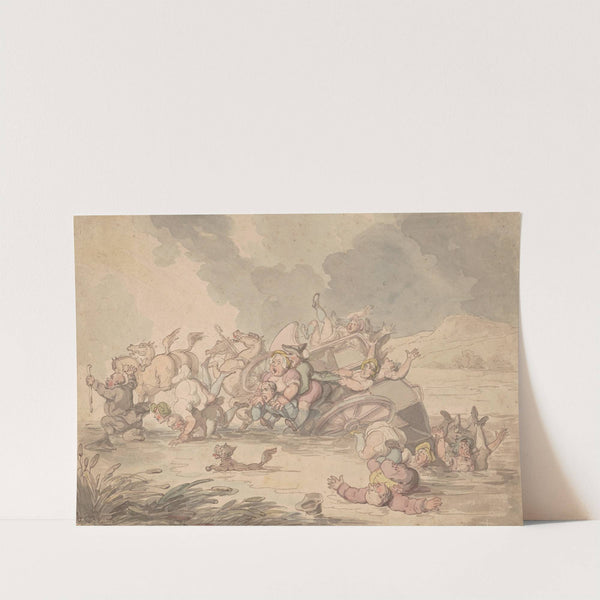 The overturned coach by Thomas Rowlandson